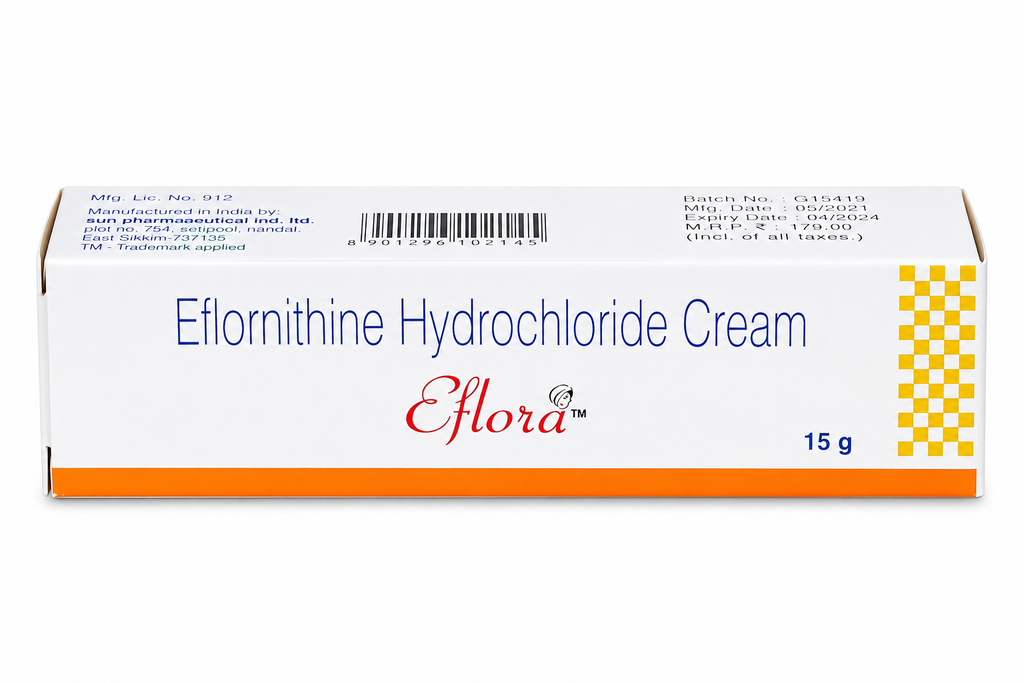 Eflora Cream 15gm-Eflornithine Hydrochloride 13.9%