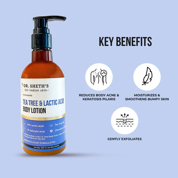 Tea Tree & Lactic Acid Body Lotion - 200ml (Treats Uneven Skin Tone & Keratosis Pilaris)