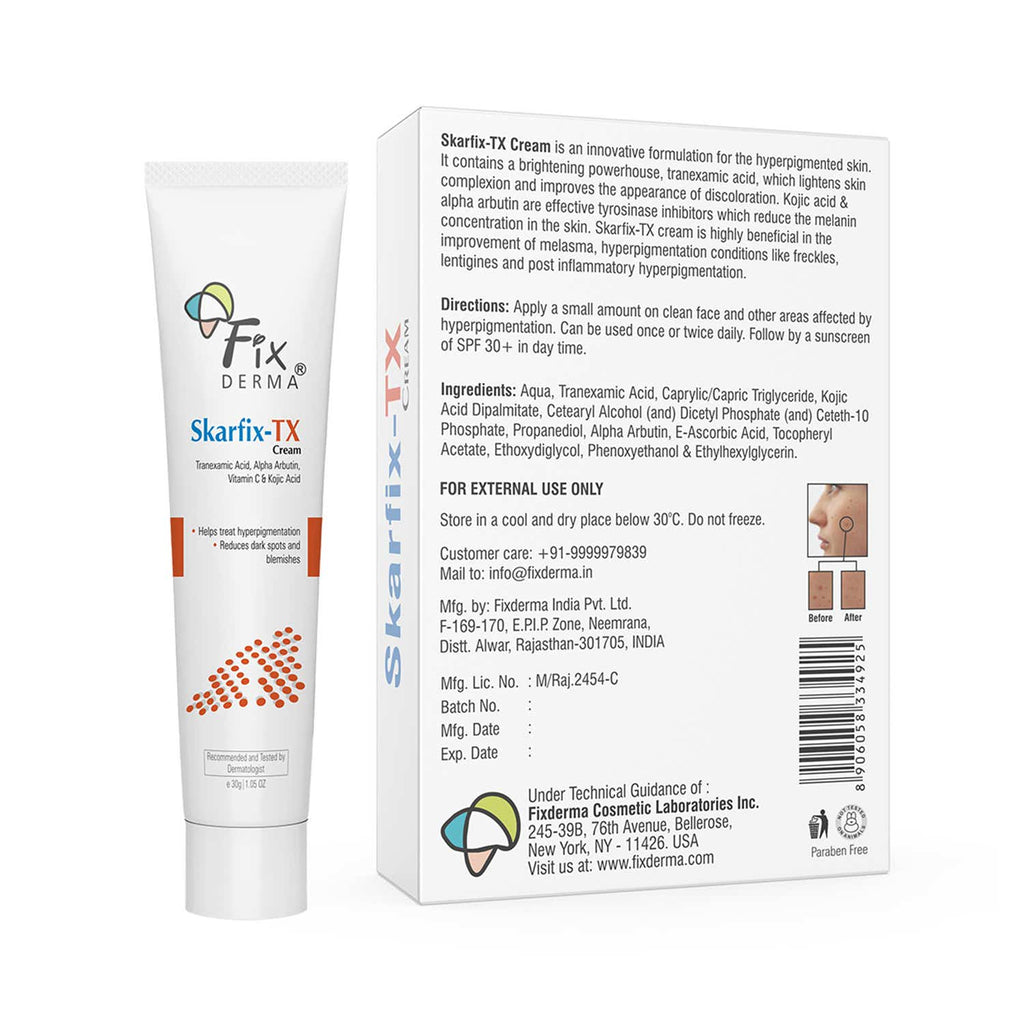 Fixderma SKARFIX TX Face Cream  Tranexamic Acid + 2% Kojic Acid + 1% Arbutin | 30g