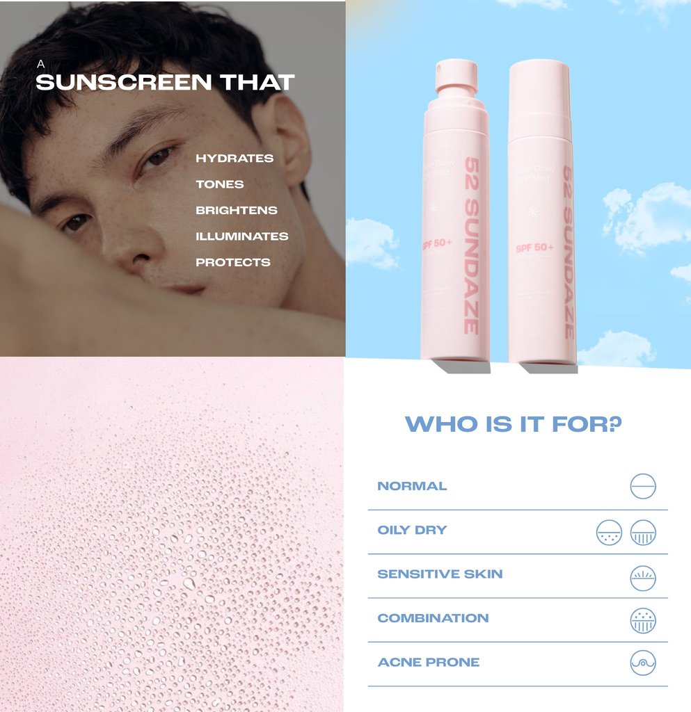 52 Sundaze SPF 50 Rose Water Sun Mist